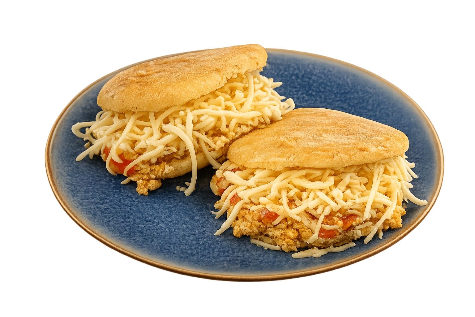 Arepa con perico y queso